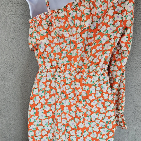 Vera Moda Mini Dress Sz S Pretty Floral One Shoulder Faux Wrap Ruffles *No Belt* - Picture 7 of 13
